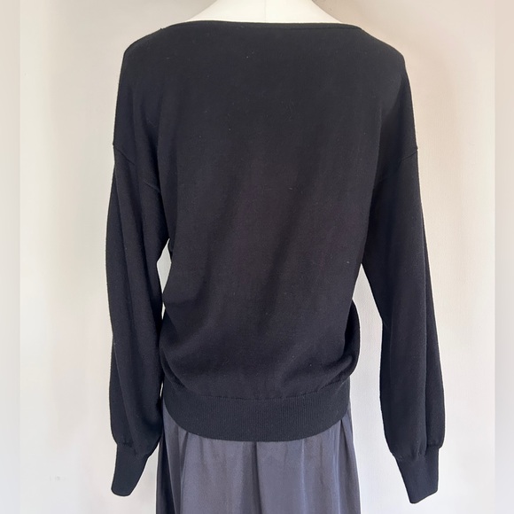 ANN TAYLOR Layered Look Sweater Lace Trim Black Romantic Coquette Academia Sz S - Picture 8 of 10